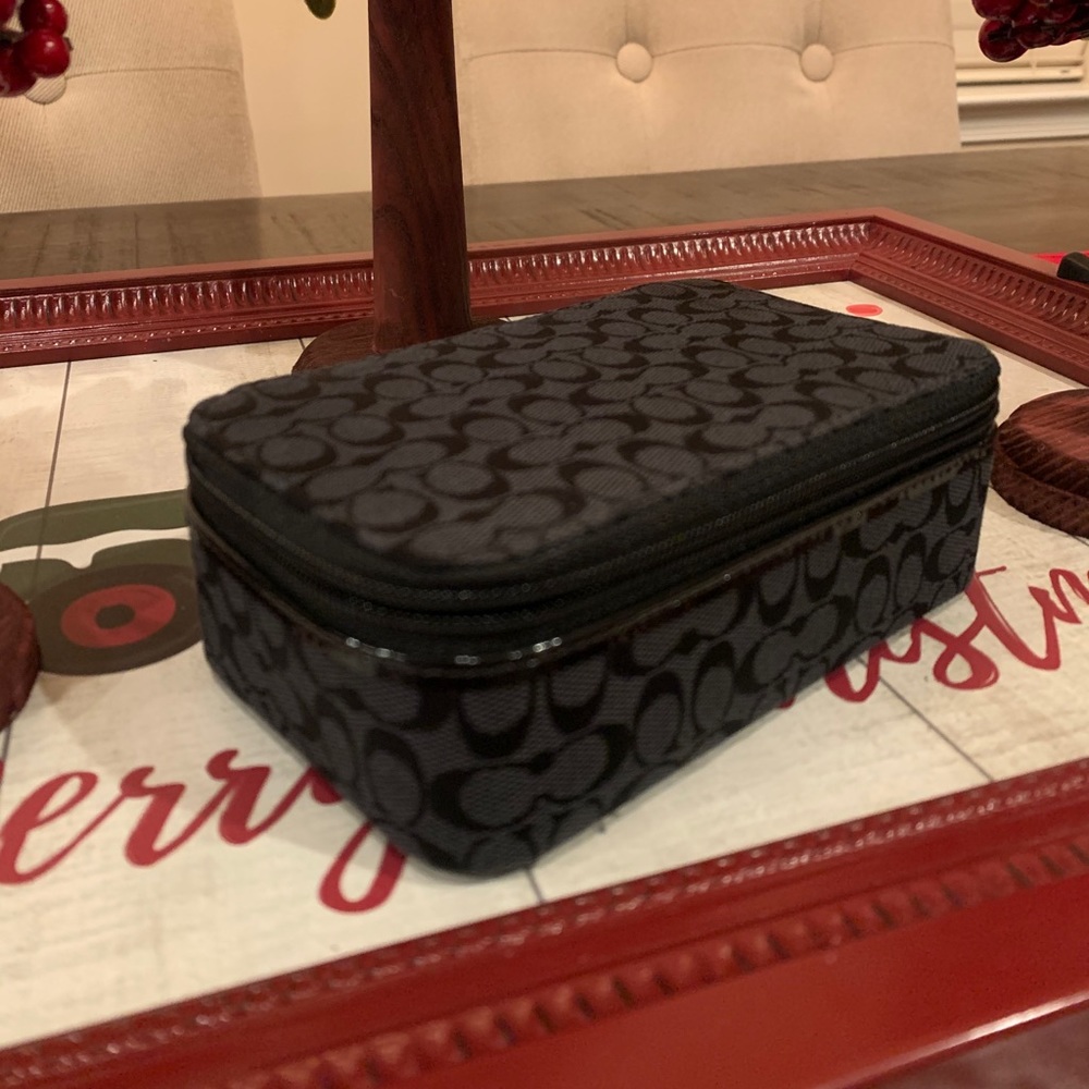 Coach Black Signature Jacquard Jewelry Box